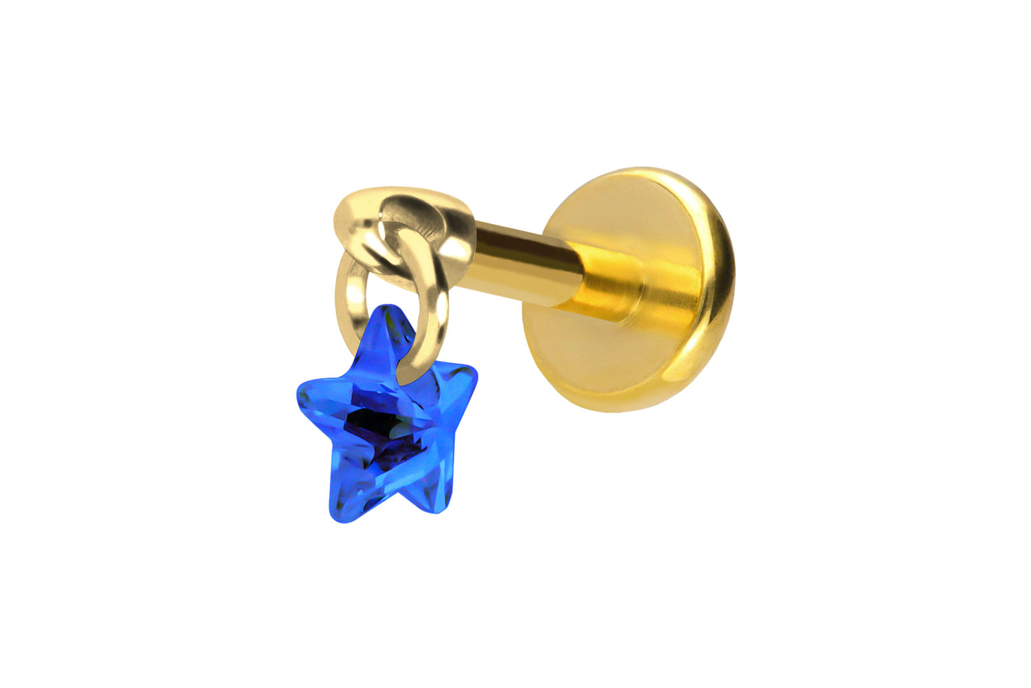 Titan Labret Piercing mit Push Fit KRISTALLSTERN